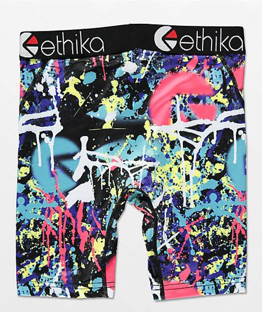 Kids Boxer Briefs * | Ethika Kids Bomber Drip Black Boxer Briefs Special Design