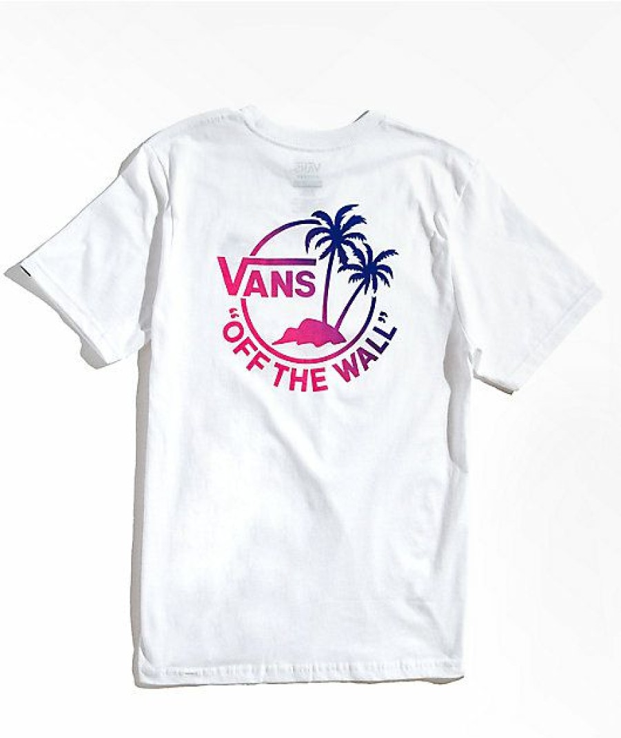 Kids T-Shirts * | Vans Kids' Dual Palms White T-Shirt Outlet