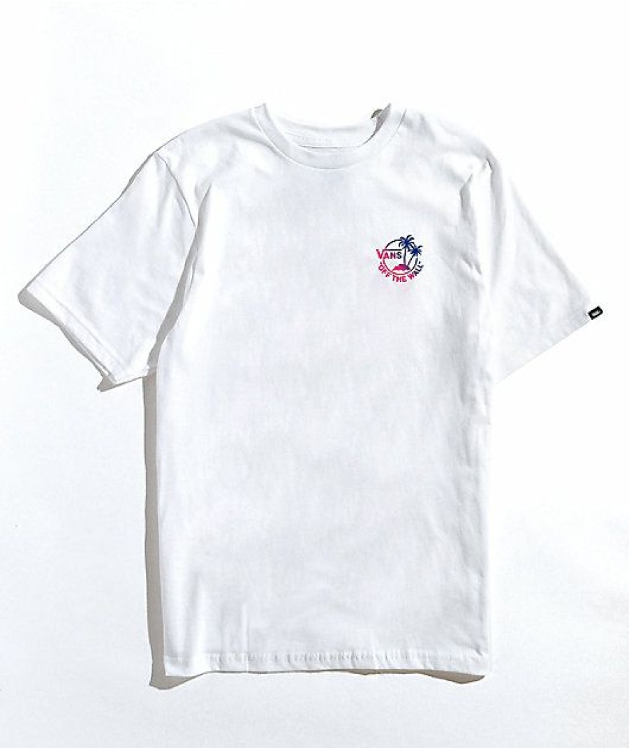 Kids T-Shirts * | Vans Kids' Dual Palms White T-Shirt Outlet