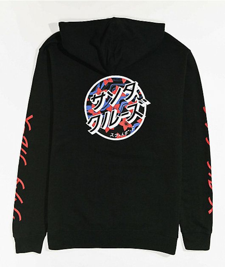 Kids Hoodies & Sweatshirts * | Santa Cruz Kids Japan Dot Black Hoodie New Collections