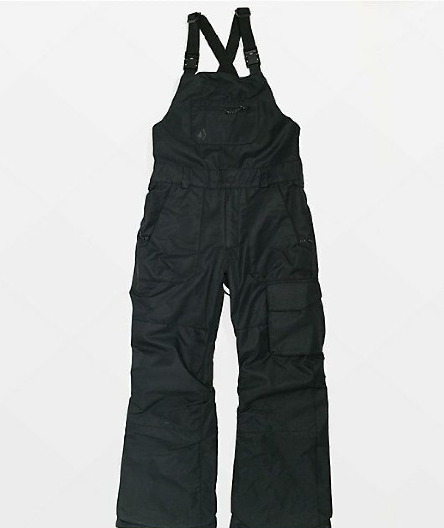 Kids Jeans & Pants * | Volcom Barkley Black 10K Snowboard Bib Pants Excellent Quality